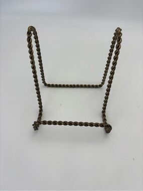 Vintage Sturdy Twisted Metal Display Stand - Brass Colored Finish